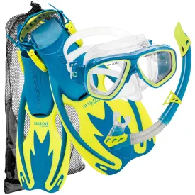 Open Box Cressi Junior Rocks Mask Fin Snorkel SET-Blue / Yellow-SMMD