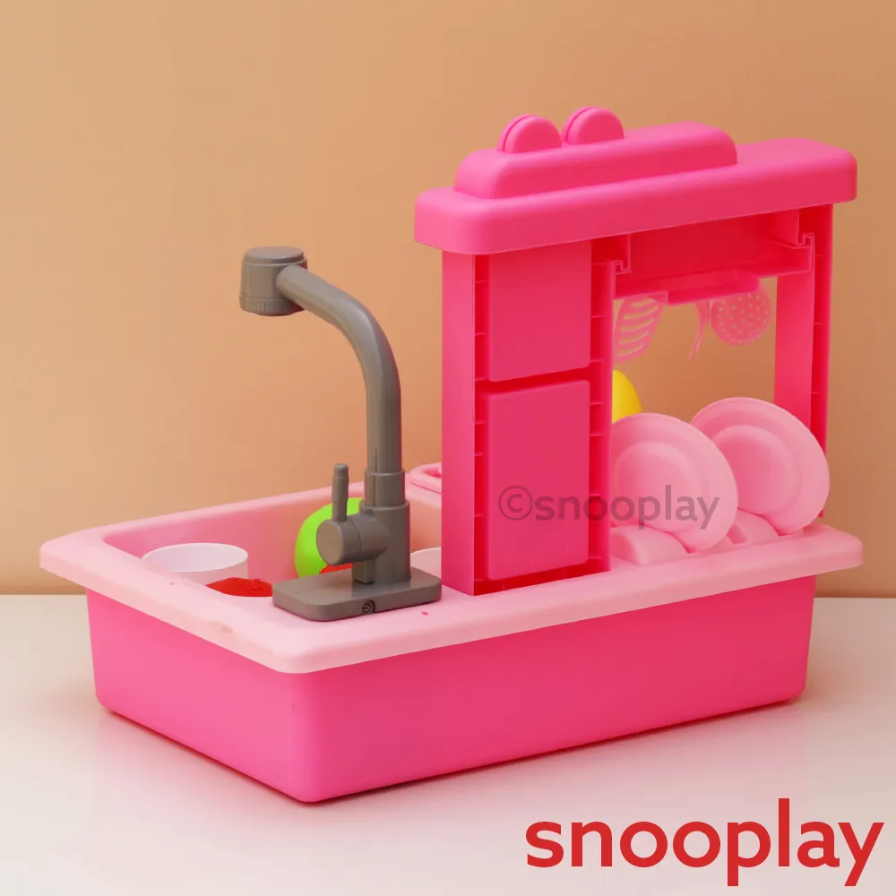 Original Princess Toy Kitchen Sink with Realistic Running Water & Automatic Recycle System- 22 Pieces | Licensed Disney Toy (3-7 Years)