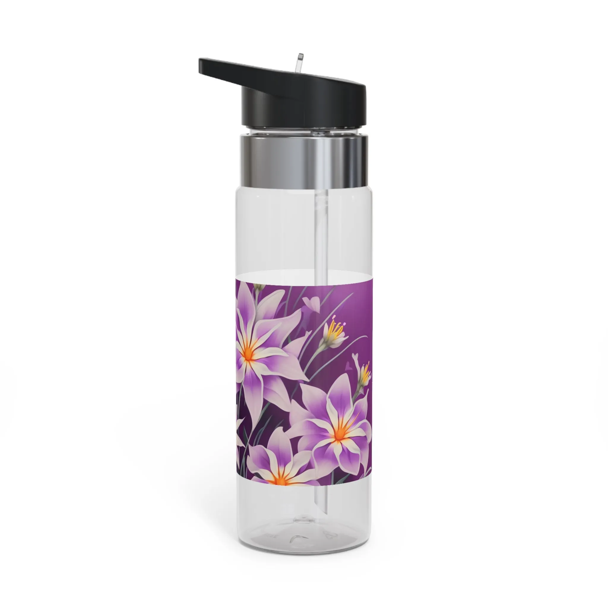 Purple Flowers, 20oz Sport Water Bottle, BPA-Free, Tritan™ plastic