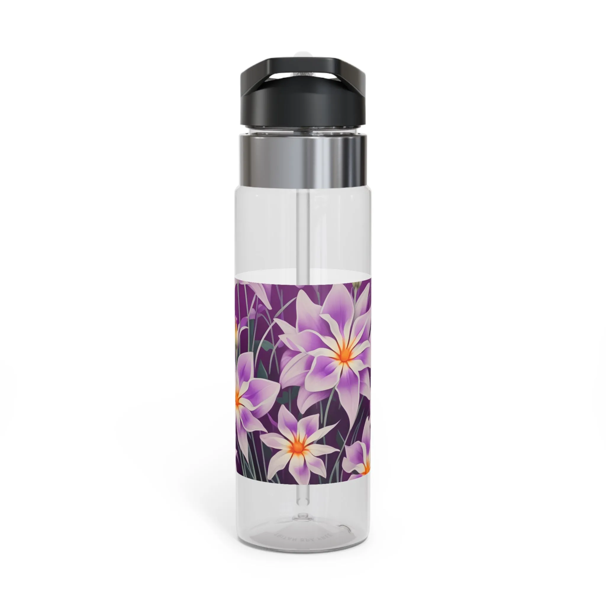 Purple Flowers, 20oz Sport Water Bottle, BPA-Free, Tritan™ plastic