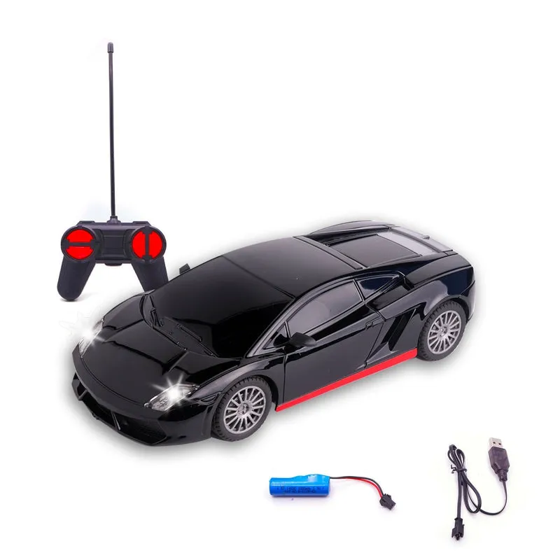 Rechargeable High Speed Remote Control Mini Car Resembling Lamborghini with Lithium Battery for Kids (Scale 1:24) - Black