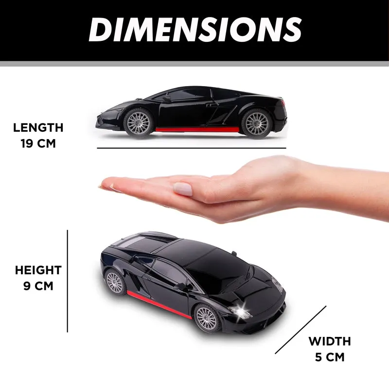 Rechargeable High Speed Remote Control Mini Car Resembling Lamborghini with Lithium Battery for Kids (Scale 1:24) - Black