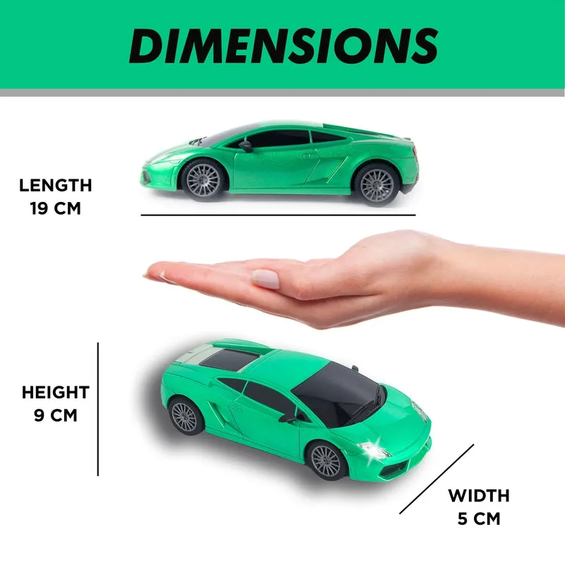 Rechargeable High Speed Remote Control Mini Car Resembling Lamborghini with Lithium Battery for Kids (Scale 1:24) - Green