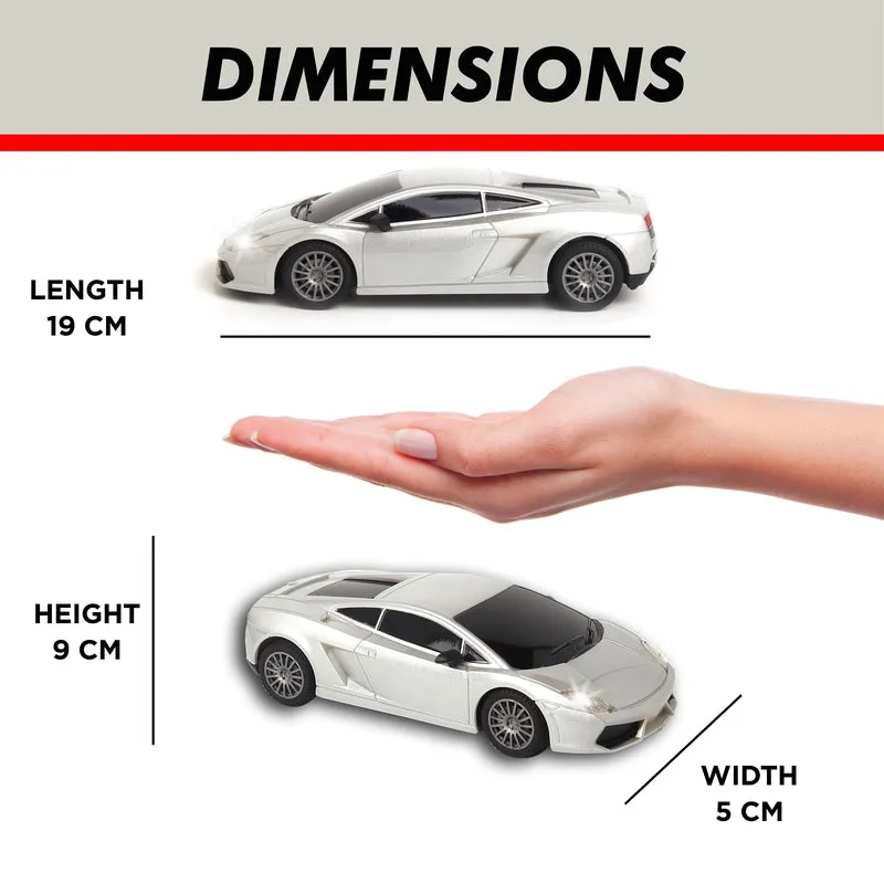 Rechargeable High Speed Remote Control Mini Car Resembling Lamborghini with Lithium Battery for Kids (Scale 1:24) - Silver