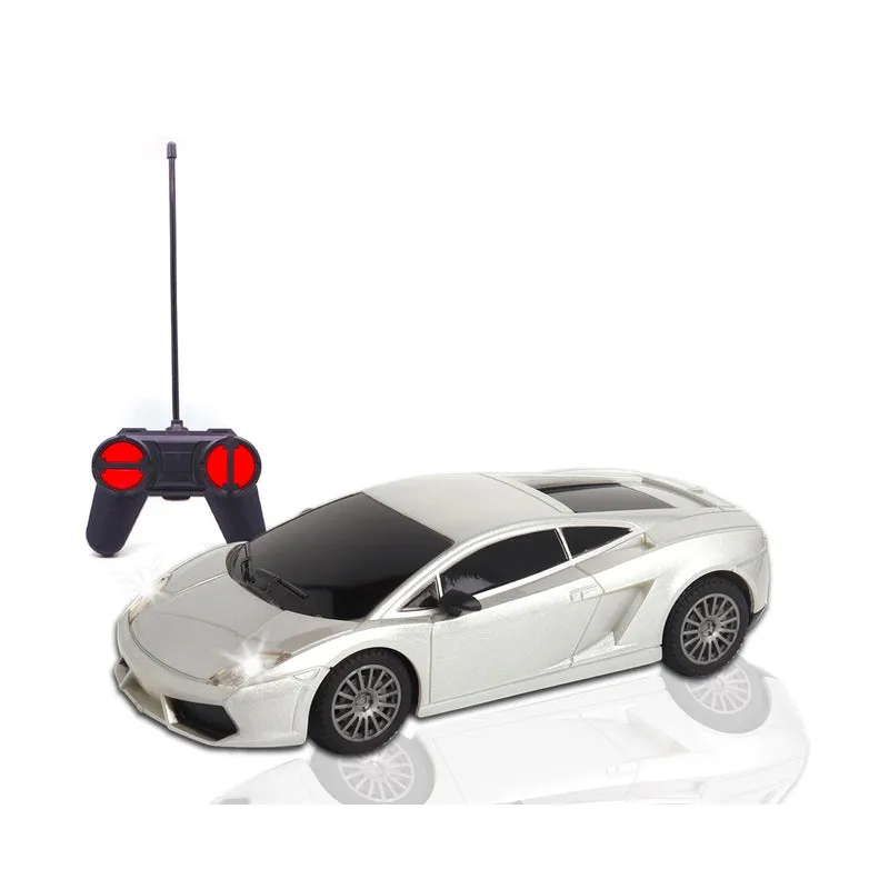 Rechargeable High Speed Remote Control Mini Car Resembling Lamborghini with Lithium Battery for Kids (Scale 1:24) - Silver