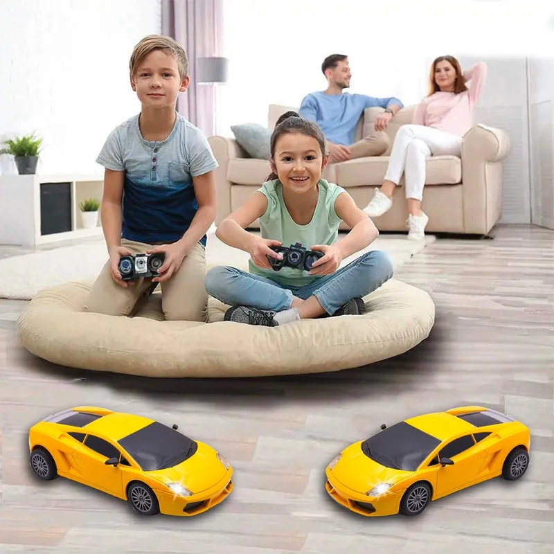 Rechargeable High Speed Remote Control Mini Car Resembling Lamborghini with Lithium Battery for Kids (Scale 1:24) - Yellow