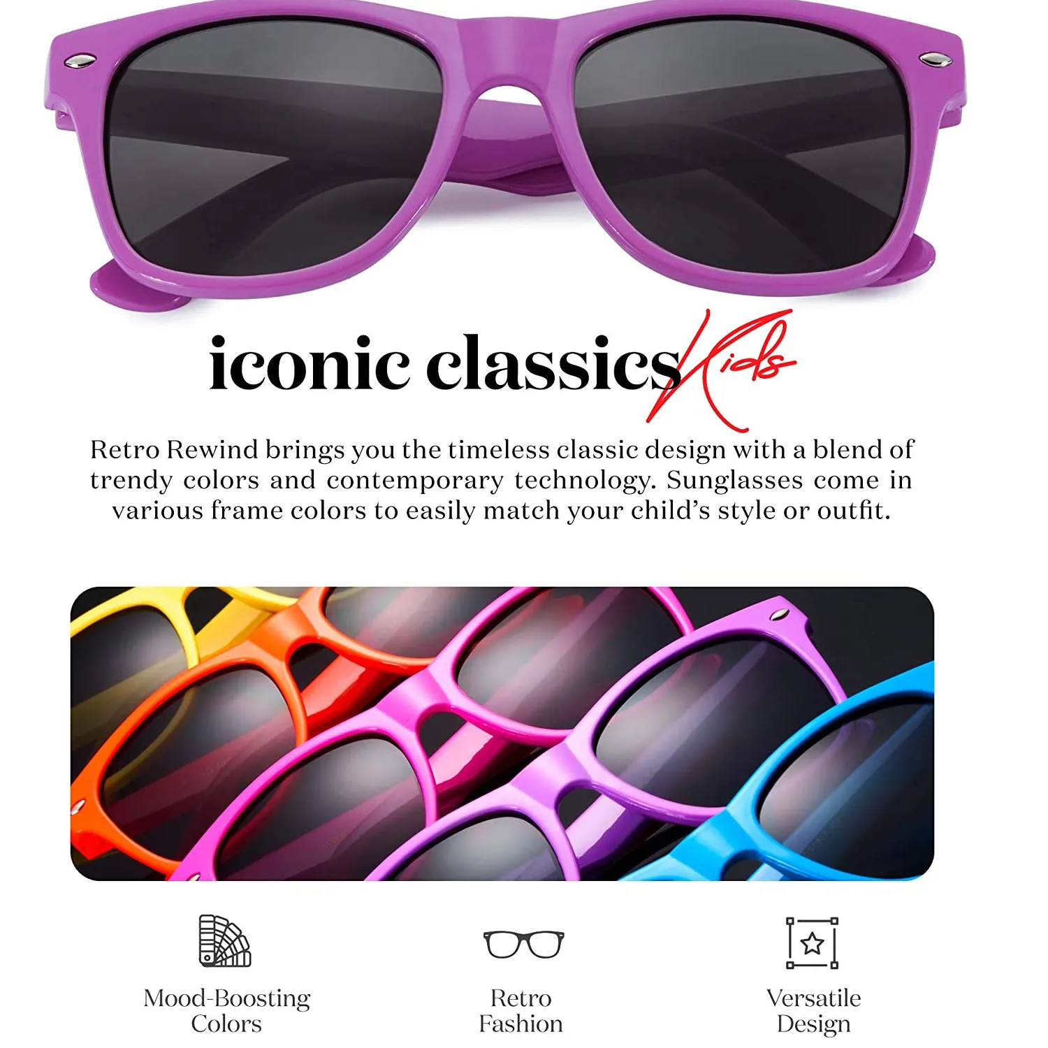 Retro Rewind IConic Kids Sunglasses For Boys And Girls