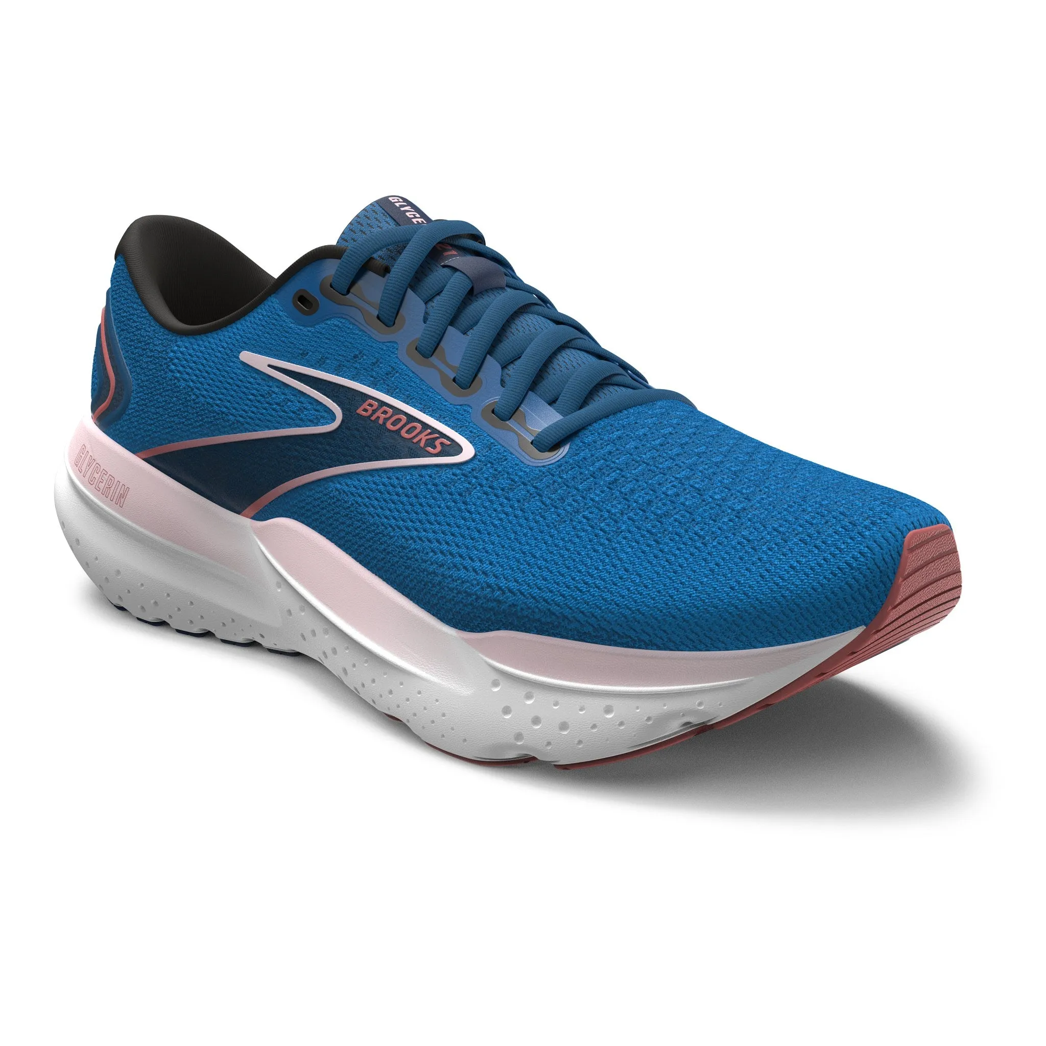 Women's Brooks Running Glycerin 21 Road Running Shoe in Blue/Icy Pink/Rose