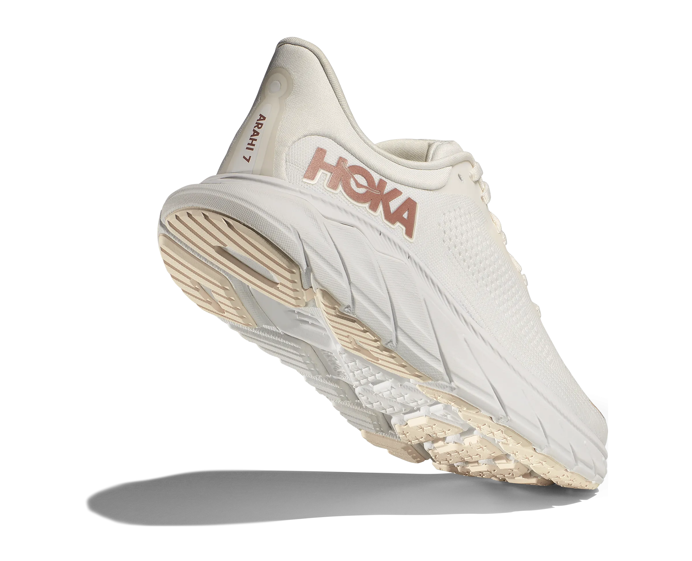 Women's HOKA Arahi 7 Running Shoe in Blanc De Blanc / Rose Gold