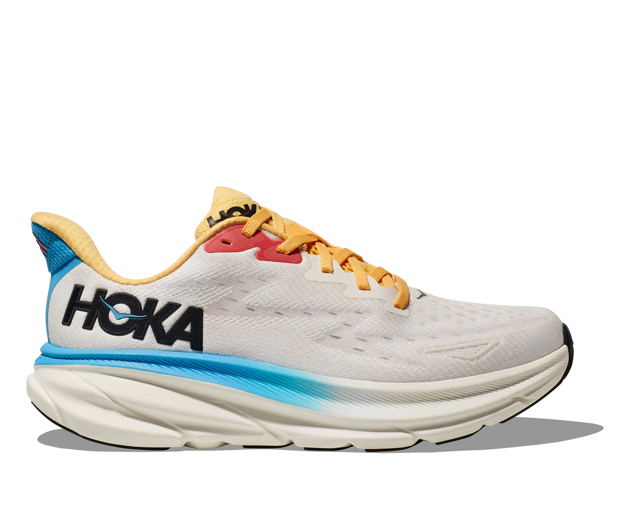 Women's HOKA Clifton 9 Running Shoe in Blanc De Blanc / Swim Day