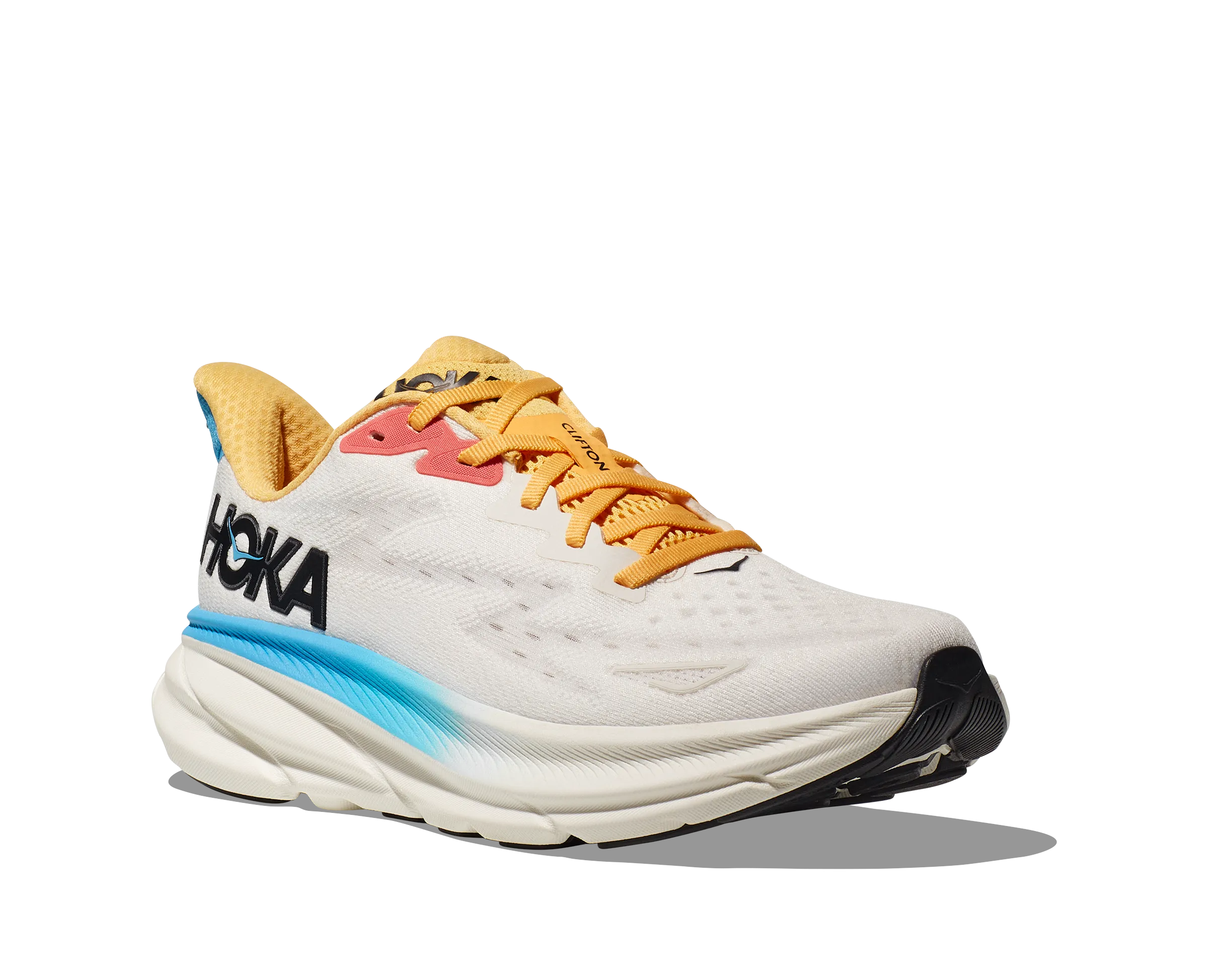 Women's HOKA Clifton 9 Running Shoe in Blanc De Blanc / Swim Day