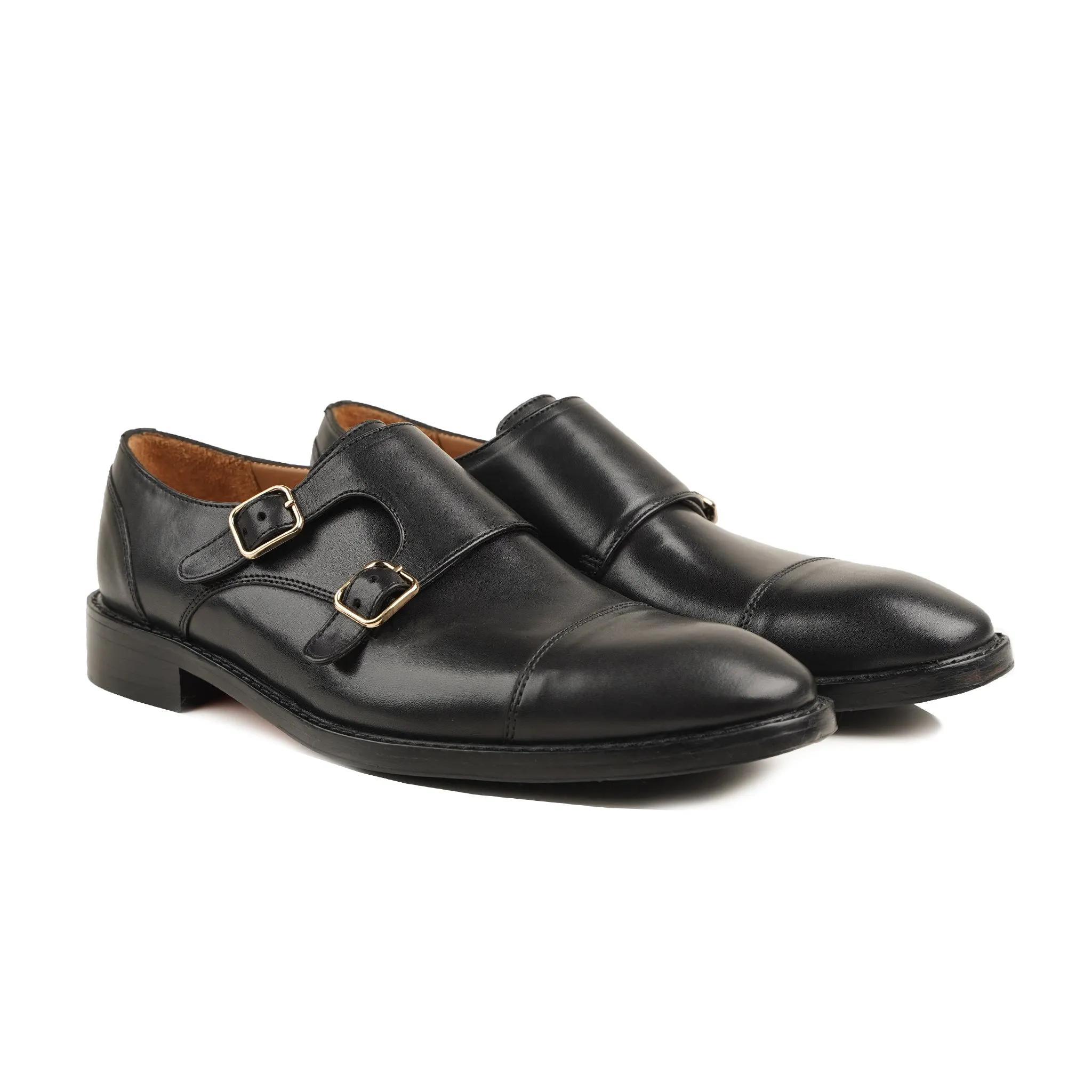 York - Men's Black Calf Leather Double Monkstrap